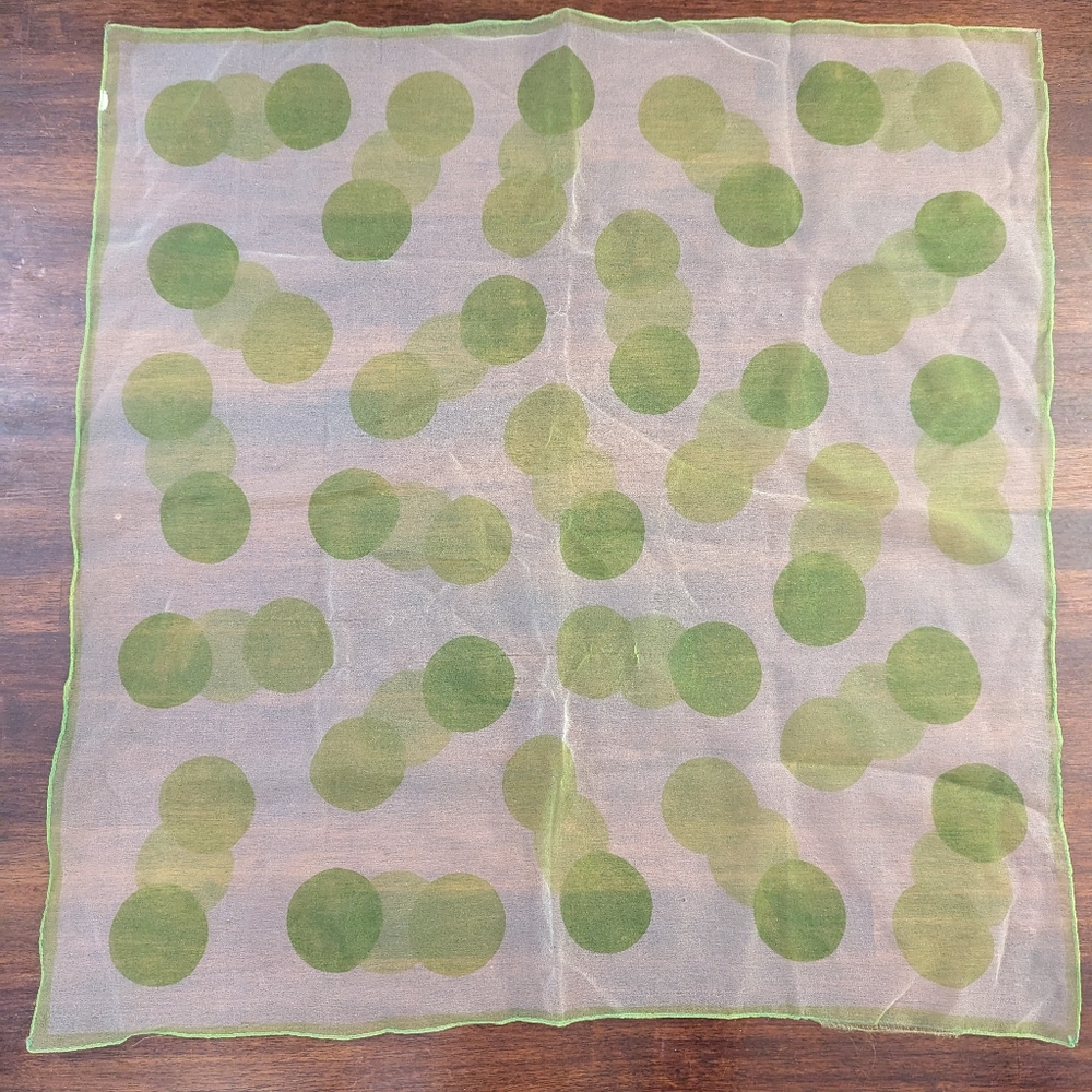 Green Polka Dot Sheer Vintage Scarf